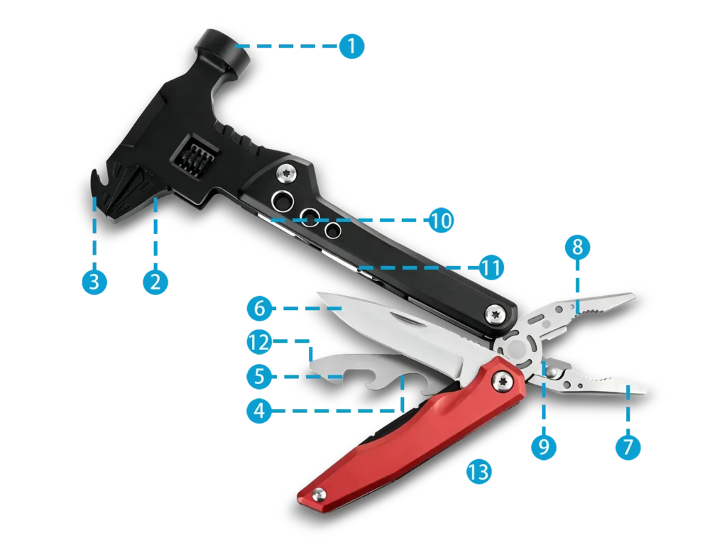 MQ-050 12-in-1 Tactical Multi-Tool Hammer Wrench Wholesale
