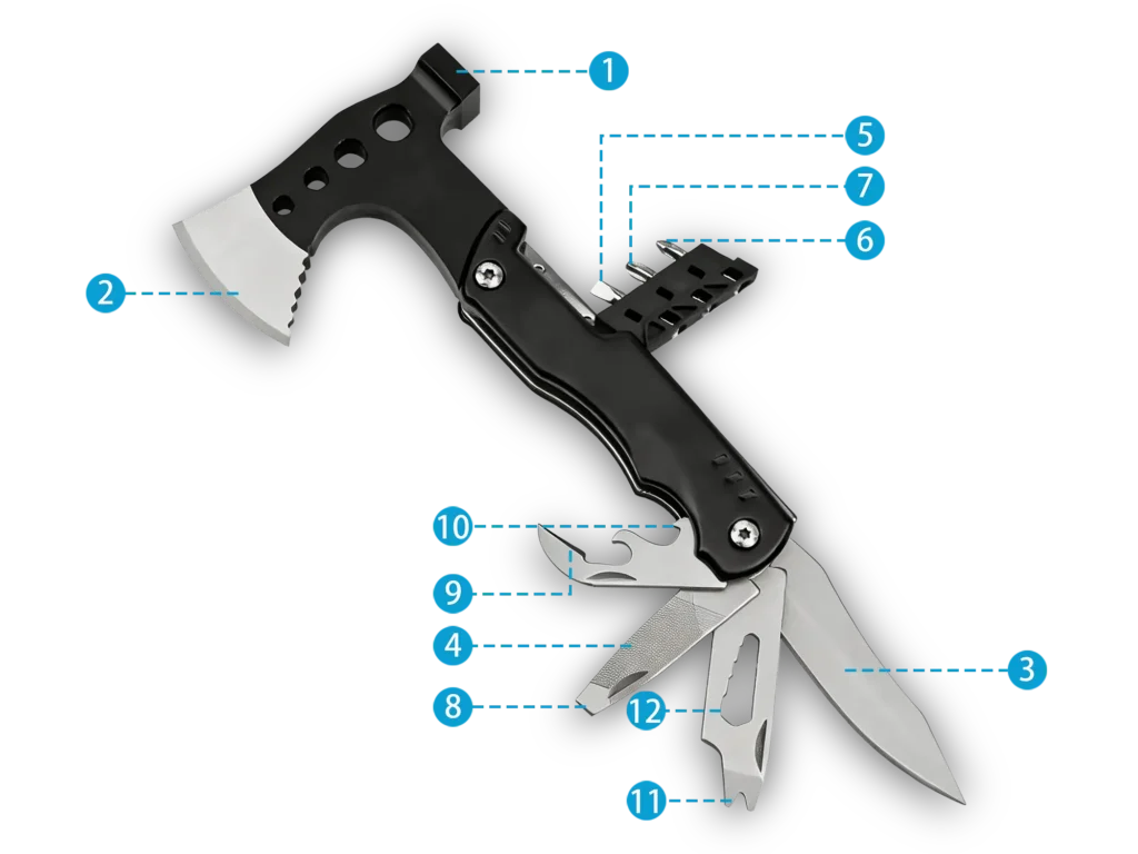 MS019 12-in-1 Professional Survival Multi-Tool Axe Wholesale