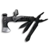 MQ048F tactical 15-in-1 multi-tool axe and hammer, high-grade 3Cr13 stainless steel survival hatchet with integrated pliers, fire starter, whistle, and premium CRV bits.