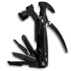 MS-035B compact 13-in-1 tactical multi-tool claw hammer, lightweight 247g stainless steel tool with dual safety locks, double-tooth saw, and black oxidized finish.