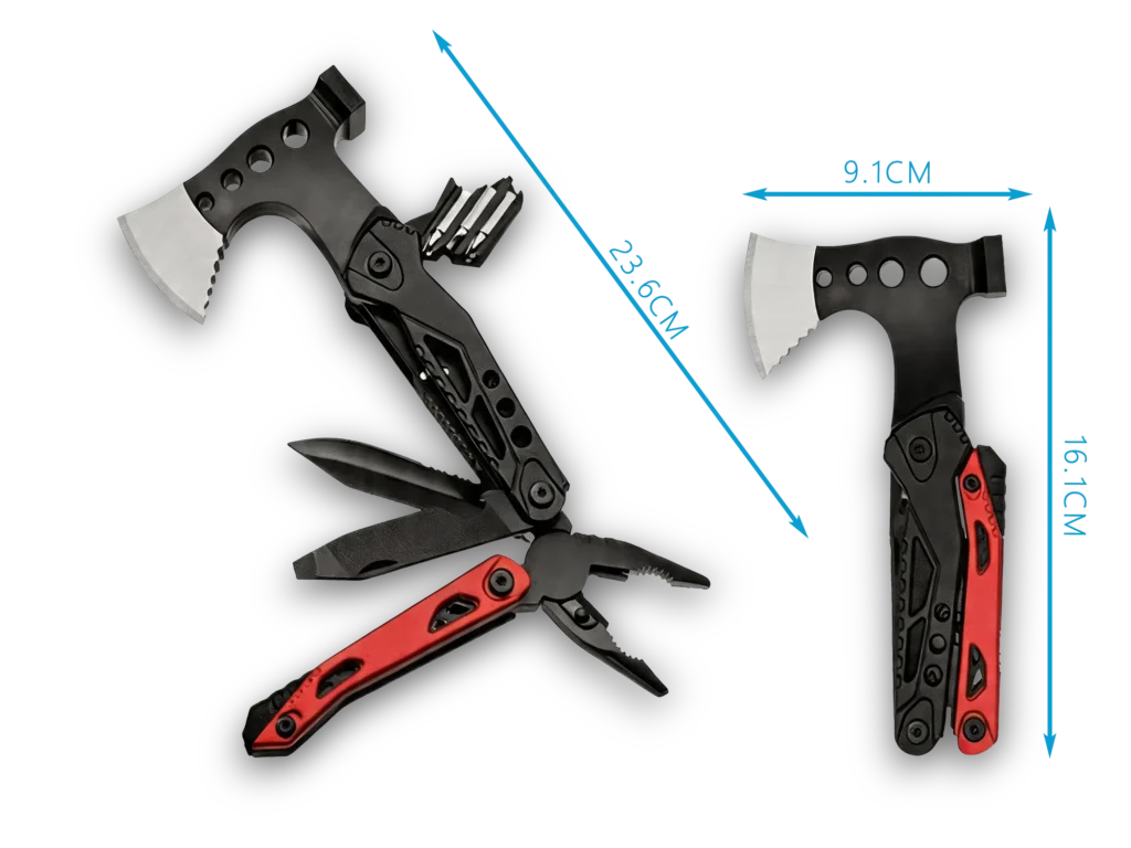 MQ0-48F 15-in-1 Tactical Survival Multi-tool Axe, 3Cr13 Stainless Steel Heavy Duty Hatchet with Hammer, Fire Starter, Whistle, and CRV Bits, Black Oxidized Finish 38 MQ0-48F 15-in-1 Tactical Survival Multi-Tool Axe Wholesale。
