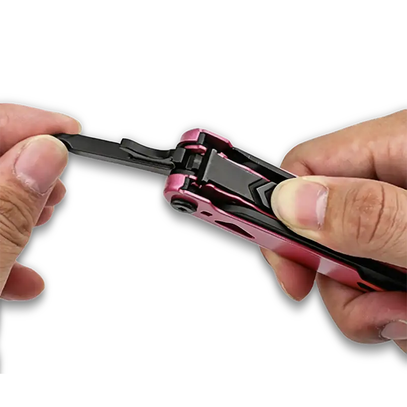 MQ071F 17-in-1 Professional Heavy-Duty Multi-Pliers, 5Cr15 High-Performance Steel with Tactical Pink Handle and Black Oxidized Components 3 MQ071F professional 17-in-1 tactical multi-pliers pink handle black oxidized finish wholesale