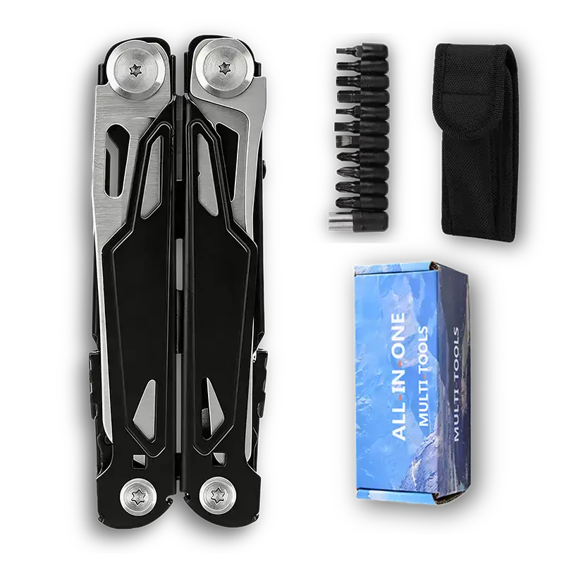 MQ071-1 professional 17-in-1 tactical multi-pliers black oxidized handle wholesale
