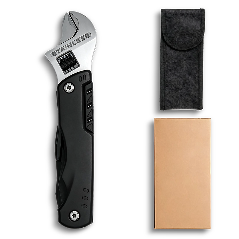 MS014-3 professional 14-in-1 multi-tool adjustable wrench with 6-inch wrench head, 5-size integrated hex keys, 2Cr13 stainless steel pliers, and full CRV bit set.
