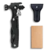 MS-034-3 professional 17-in-1 fire and rescue multi-tool hammer, heavy-duty 3Cr13 stainless steel with integrated glass breaker, seatbelt cutter, and multi-size hex keys, tactical black finish.