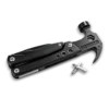 MQ-022 tactical 12-in-1 multi-tool claw hammer, 3Cr13 stainless steel survival tool with heavy-duty pliers, nail claw, and CRV Phillips bits, black oxidized finish.
