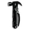 MS-035B compact 13-in-1 tactical multi-tool claw hammer, lightweight 247g stainless steel tool with dual safety locks, double-tooth saw, and black oxidized finish.