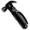 MS-035B compact 13-in-1 tactical multi-tool claw hammer, lightweight 247g stainless steel tool with dual safety locks, double-tooth saw, and black oxidized finish.