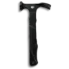 MS-041 tactical 11-in-1 long-handle multi-tool hammer with 2CR13 stainless steel impact head, integrated fire starter, whistle, and tactical hook in an all-black oxidized finish.