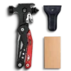 MQ-047 professional 16-in-1 emergency fire and rescue multi-tool hammer, 3Cr13 stainless steel with life hammer, seatbelt cutter, and high-visibility red & black aluminum handle.