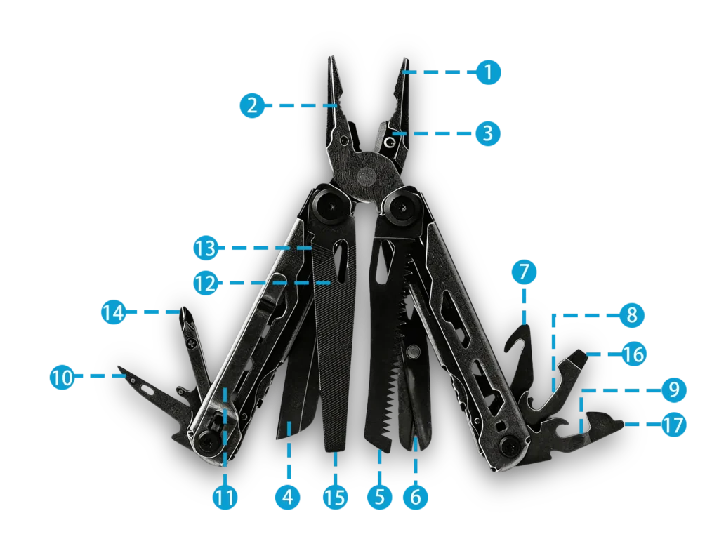 MQ062 17-in-1 Grey Multi-Pliers with Replaceable Cutters Wholesale