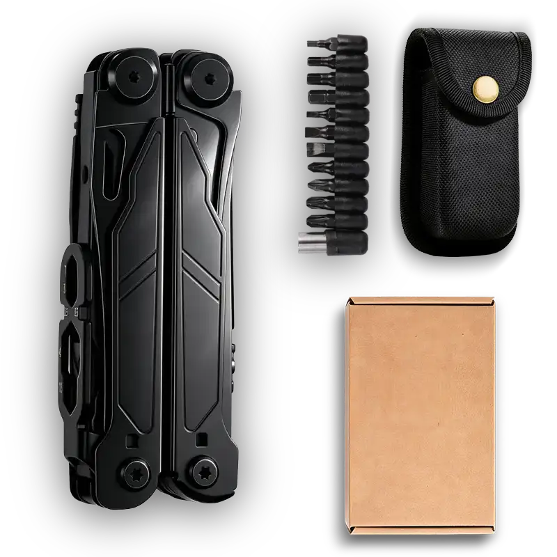 MQ063F professional 19-in-1 tactical multi-pliers full black oxidized finish with belt clip wholesale