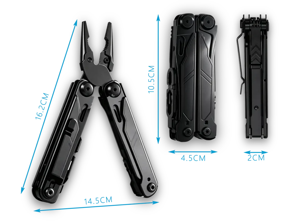 MQ063F professional 19-in-1 tactical multi-pliers full black oxidized finish with belt clip wholesale.Heavy-Duty Multi-Pliers