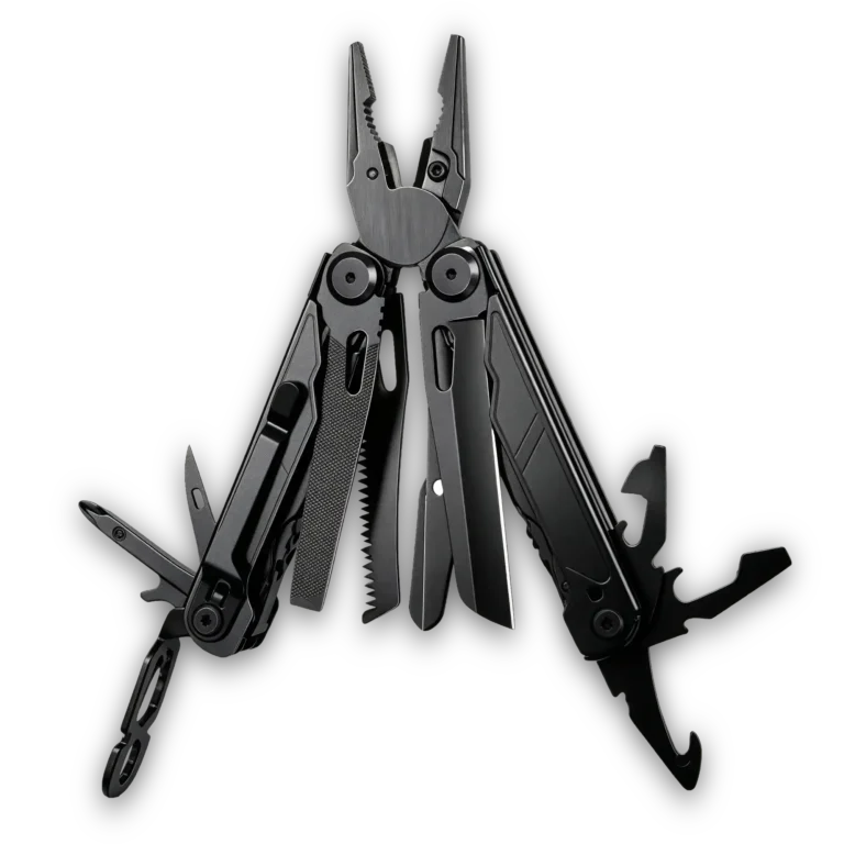 Home 11 MQ063F professional 19-in-1 tactical multi-pliers full black oxidized finish with belt clip wholesale