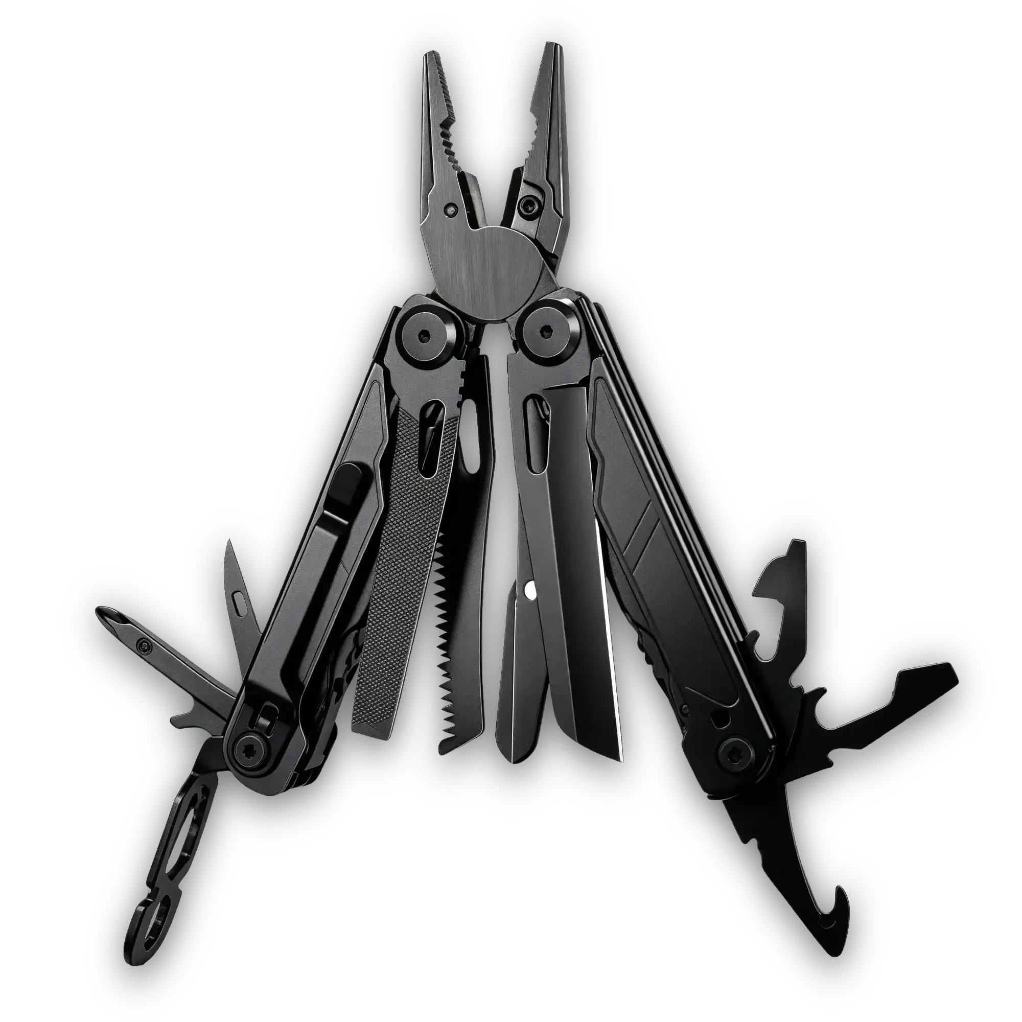 MQ063F professional 19-in-1 tactical multi-pliers full black oxidized finish with belt clip wholesale