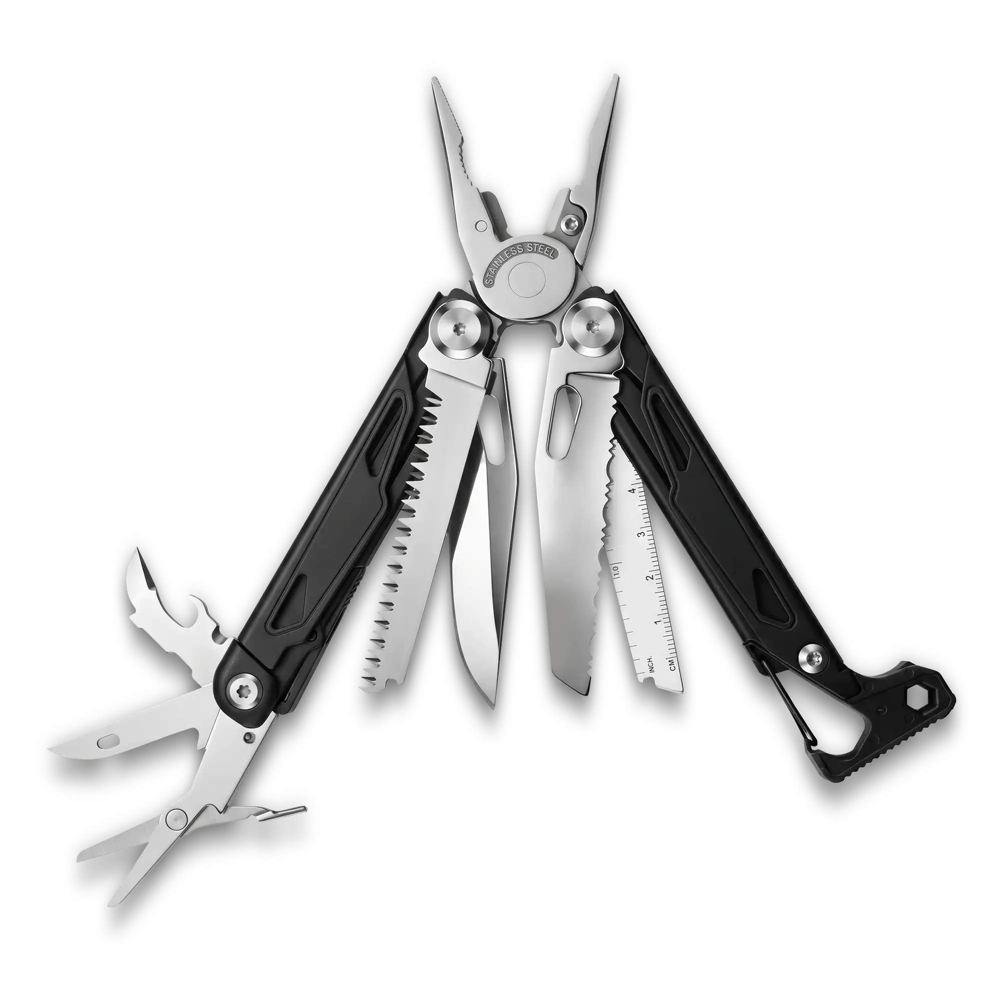 MQ090-1 19-in-1 Professional Heavy-Duty Multi-Pliers, 5Cr15 High-Performance Steel with Tactical Black Oxidized Handle and Striking Hammer 1 MQ090-1 professional 19-in-1 tactical multi-pliers black oxidized handle with hammer wholesale