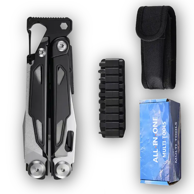 MQ090-1 19-in-1 Professional Heavy-Duty Multi-Pliers, 5Cr15 High-Performance Steel with Tactical Black Oxidized Handle and Striking Hammer 4 MQ090-1 professional 19-in-1 tactical multi-pliers black oxidized handle with hammer wholesale
